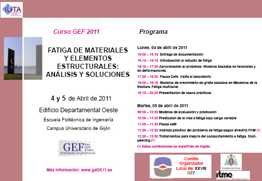 Curso "Fatiga de materiales y elementos estructurales: Análisis y soluciones"